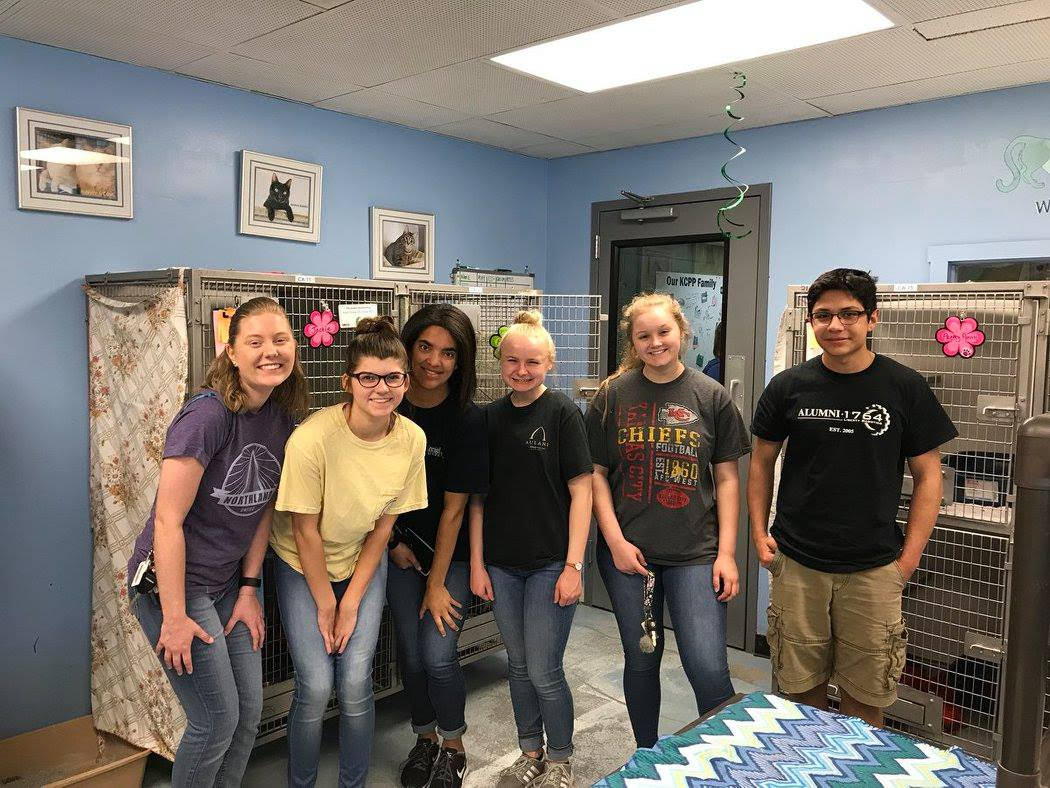 Northland CAPS students volunteer at KC Pet Project in May 2018.  submitted photo